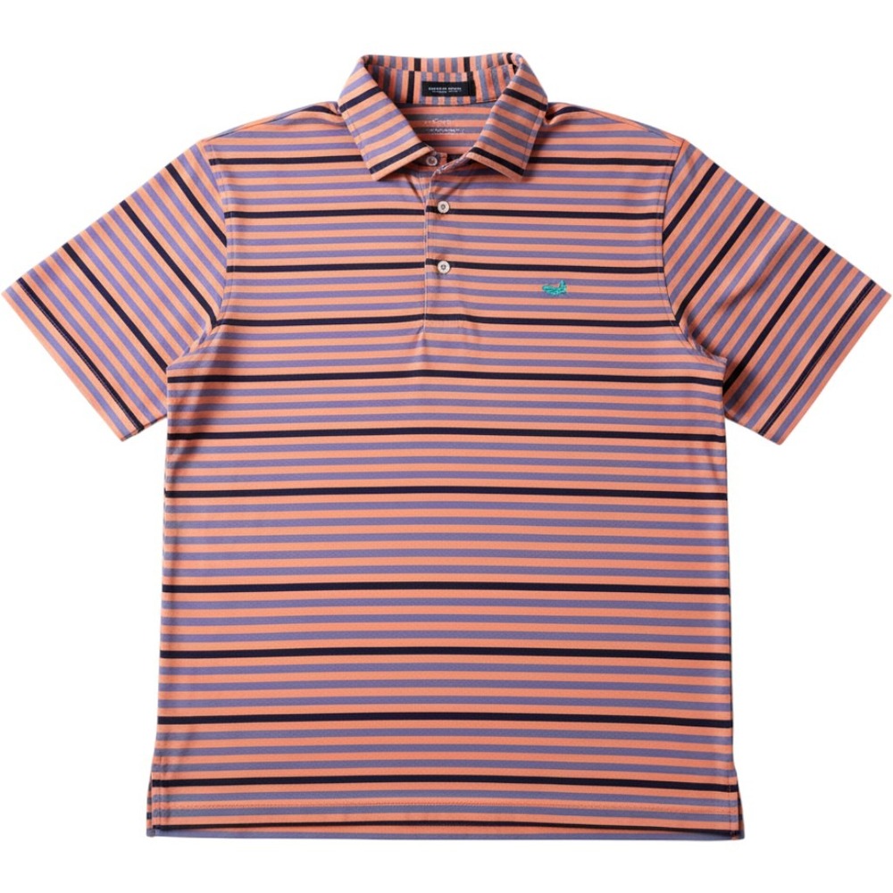 Southern Marsh Mens‎ Large Performance Polo Shirt Striped Orange Purple Blue L